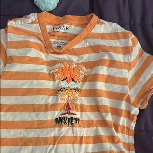 Pixar Orange Striped Kids Tee with Character Design